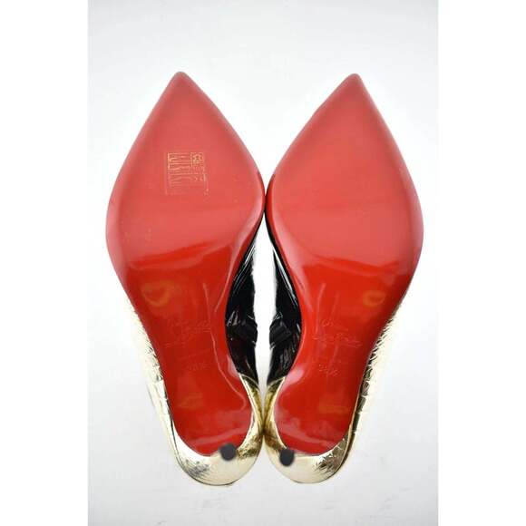 Christian Louboutin Bibooty 100 Black Platine Gold Patent Ankle Heel Boot 38.5 - Picture 12 of 12